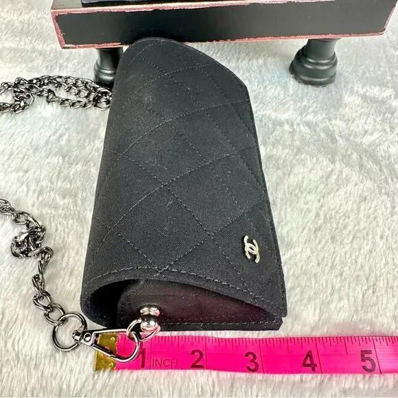 Chanel black canvas cloth sunglass case crossbody - Picture 10 of 11